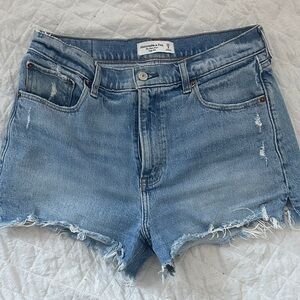 Abercrombie High-Rise Mom Shorts - Size 29 - Frayed Hem Denim